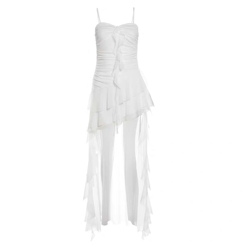 Women's solid color sleeveless maxi dress in White