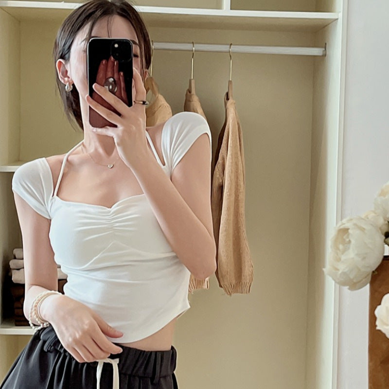 Women’s One-Shoulder Padded Slim-Fit Crop Top