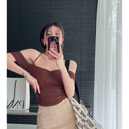 Women’s One-Shoulder Padded Slim-Fit Crop Top