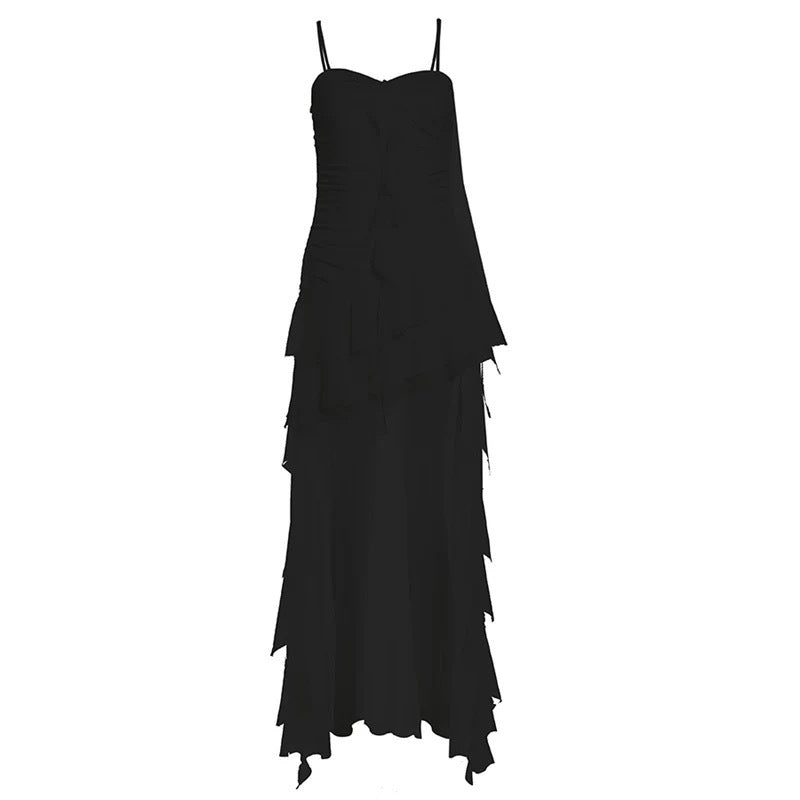 Women's solid color sleeveless maxi dress in Black
