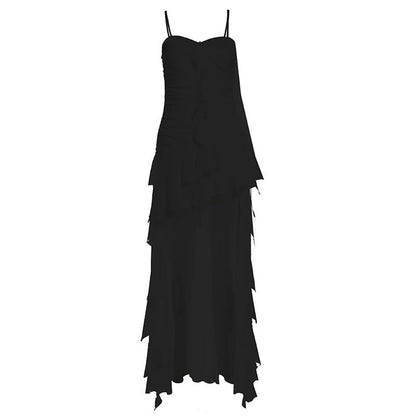 Women's solid color sleeveless maxi dress in Black